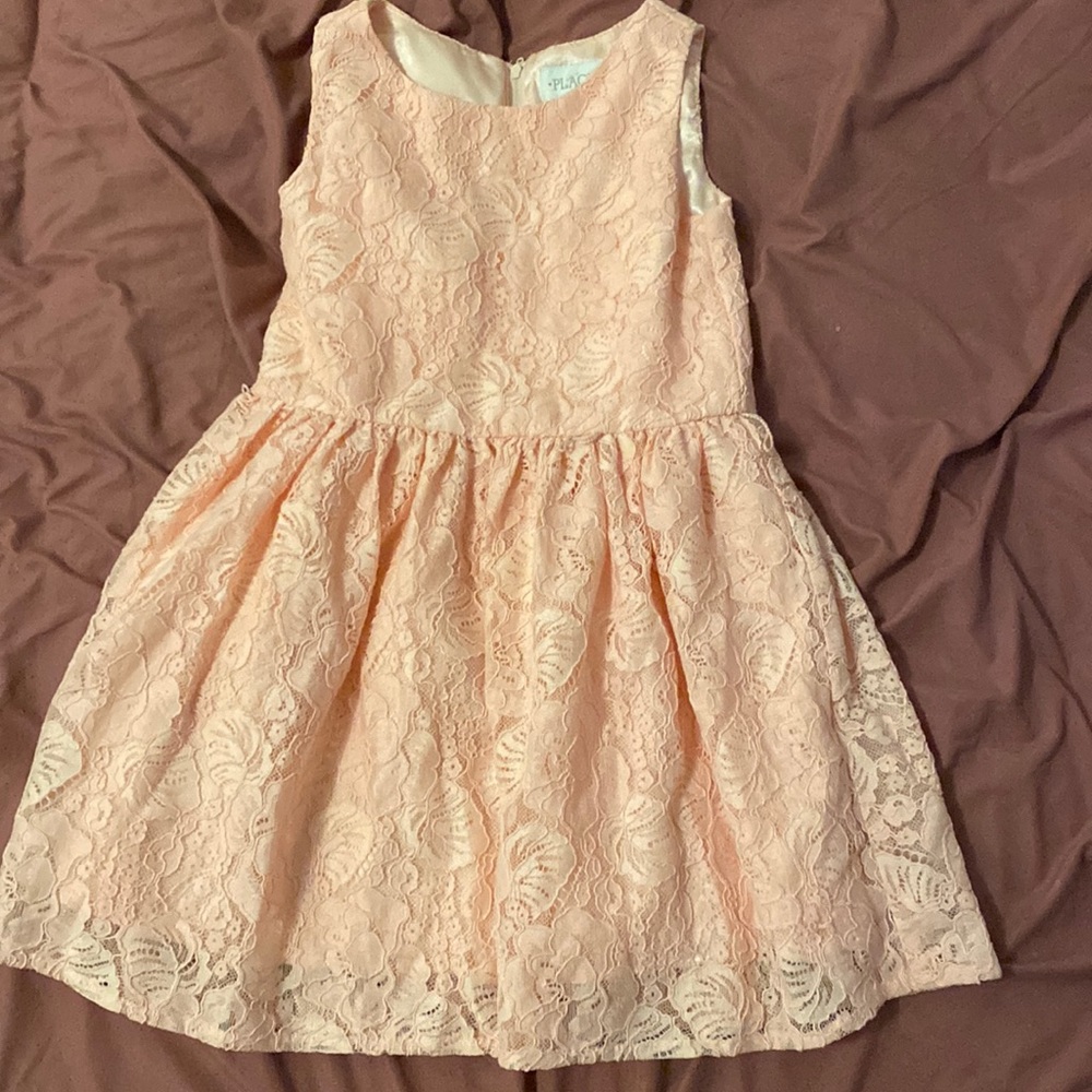 Powder pink lace toddler dress